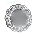 Krajka tortová okrúhla pr. 32 cm Strieborná / bal. 4 ks