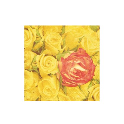 Obrúsky 33x33 cm 3-vrstvové Žlté ruže / bal. 20 ks