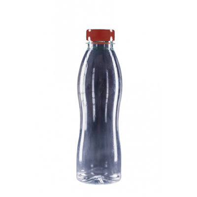 Fľaša PET 0,5 l, pr. 38 mm s červeným uzáverom / bal. 100 ks - široká